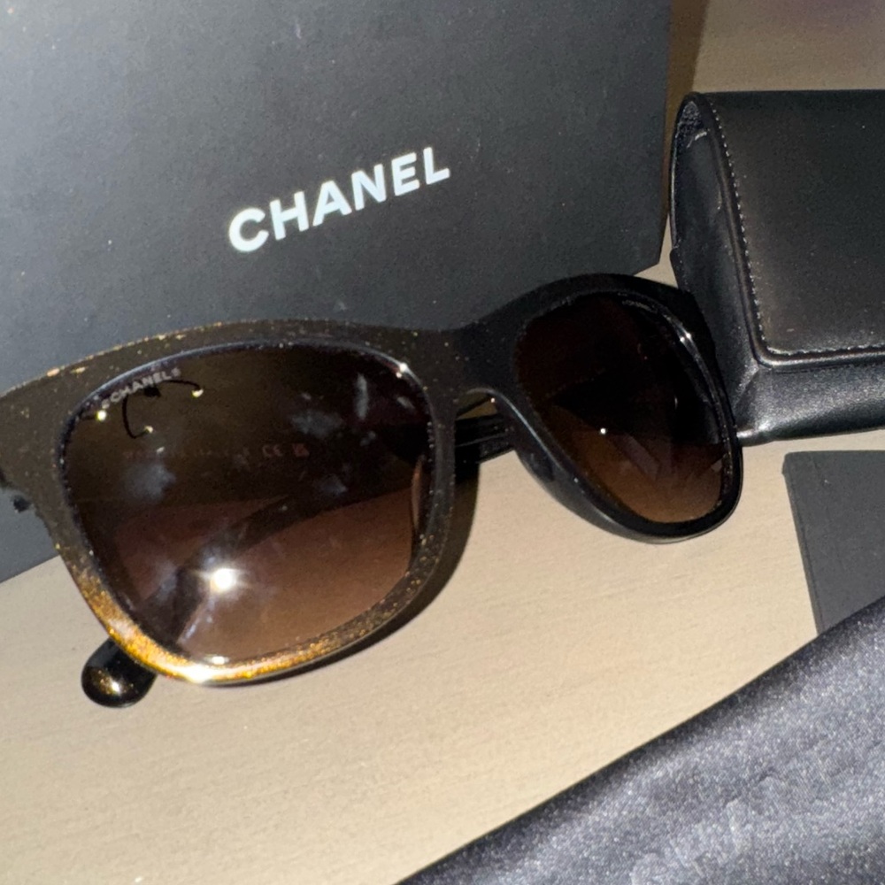 Authentic Chanel Black Sunglasses NWOT - Picture 2 of 7
